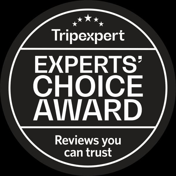 TripExpert Experts' Choice Award logo, a black circle with white text and five stars.
